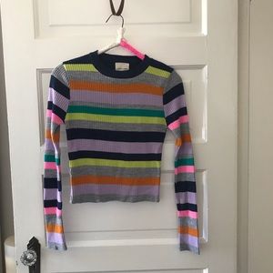 Cropped rainbow long sleeve top
